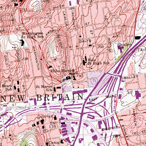 Topographic Map of Asamblea De Iglesia Pentecost, CT