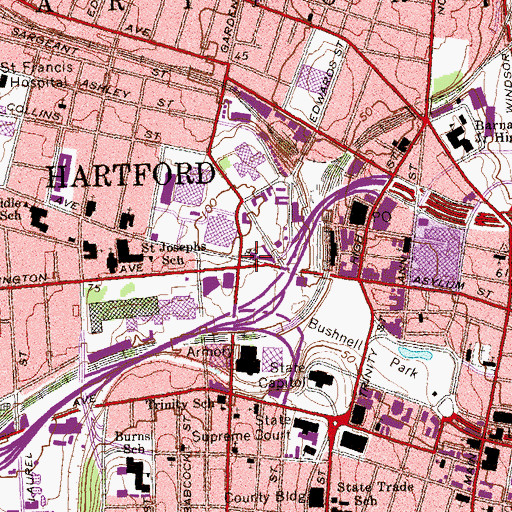 Topographic Map of Asylum Avenue Green, CT