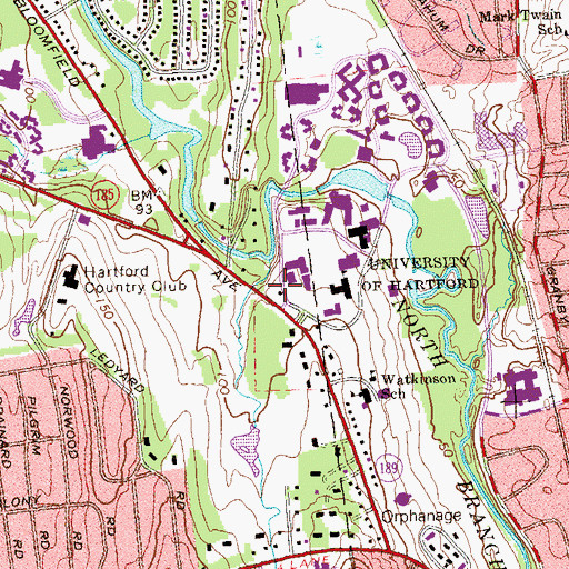 Topographic Map of Bates House, CT
