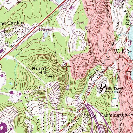 Topographic Map of Batterson Park, CT