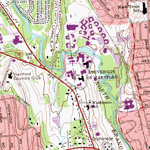 Topographic Map of Beatrice Fox Auerbach Computer and Administrative Center, CT