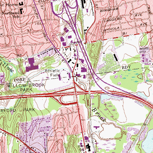 Topographic Map of Beech Swamp Bridge, CT