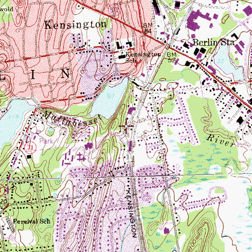 Topographic Map of Berlin-Peck Memorial Library, CT
