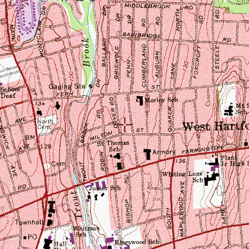 Topographic Map of Beth David Synagogue, CT