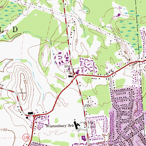 Topographic Map of Bethel African Methodist Episcopal Church, CT