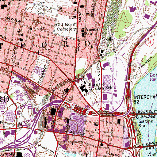 Topographic Map of Bishop Plaza Shopping Center, CT