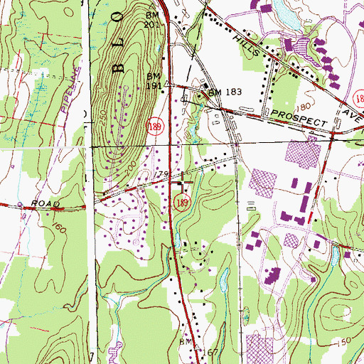 Topographic Map of Bloomfield Fire Department Company 3, CT