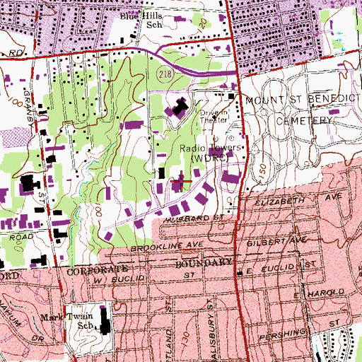 Topographic Map of Blue Hills Industrial Park, CT