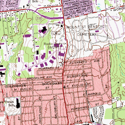 Topographic Map of Blue Hills Fire Department Station 3, CT