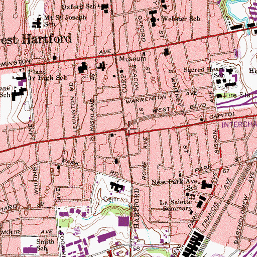 Topographic Map of Boulevard Shops Shopping Center, CT