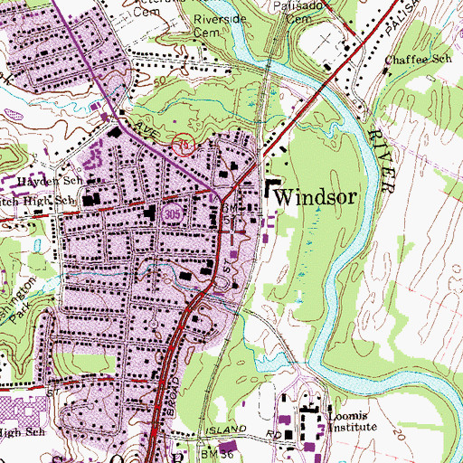 Topographic Map of Broad Street Green, CT