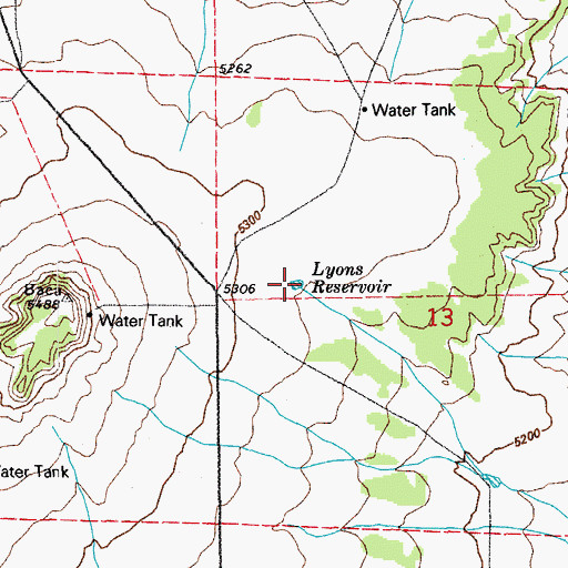Topographic Map of Lyons Reservoir, CO