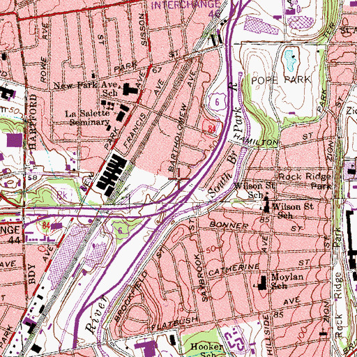 Topographic Map of Broadview Community Church, CT