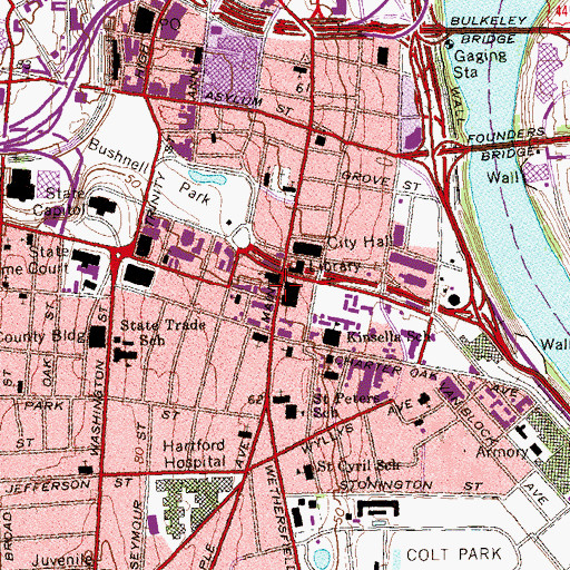 Topographic Map of Buckingham Square Historic District, CT