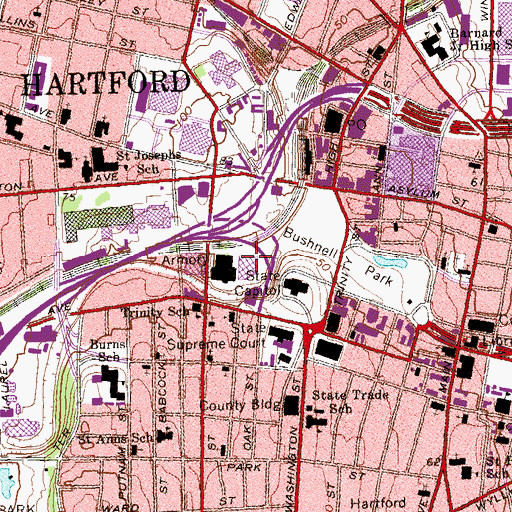 Topographic Map of Bushnell Memorial Auditorium, CT