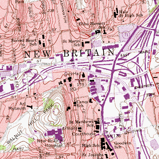 Topographic Map of Calvary Christian Center, CT