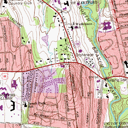 Topographic Map of Calvary Church, CT