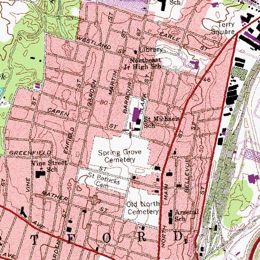 Topographic Map of Capen-Clark Historic District, CT