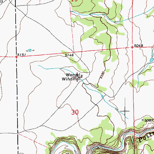 Topographic Map of Wenzel Windmill, CO