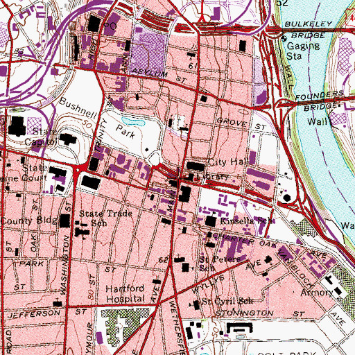 Topographic Map of Central Baptist Church, CT