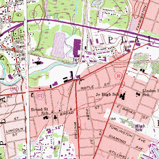 Topographic Map of Central Square, CT