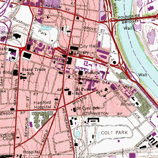 Topographic Map of Charter Oak Tree Site, CT