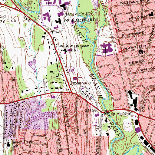 Topographic Map of Child Services of Connecticut, CT