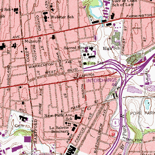 Topographic Map of Christian Fellowship Seventh Day Adventist Church, CT