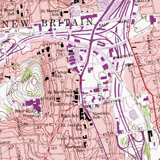 Topographic Map of Christian Mission Assembly of God Church, CT