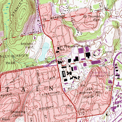 Topographic Map of Church of God, CT