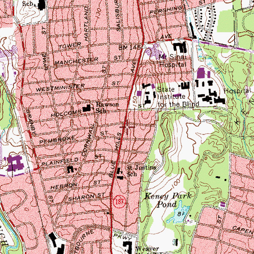 Topographic Map of Church of God, CT