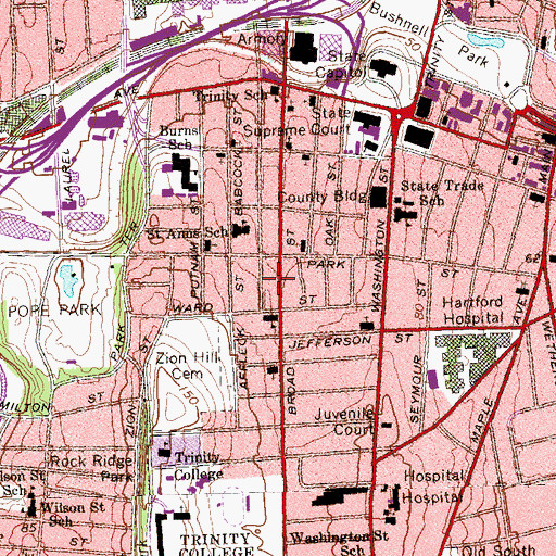 Topographic Map of Church of God Pentecostal, CT