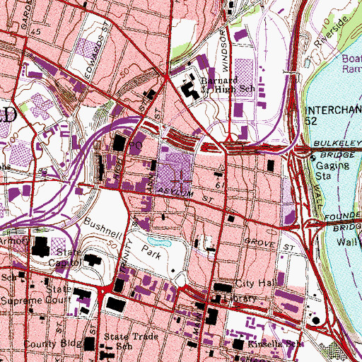 Topographic Map of Civic Center Mall Shopping Center, CT