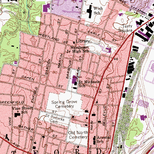 Topographic Map of Clark School, CT