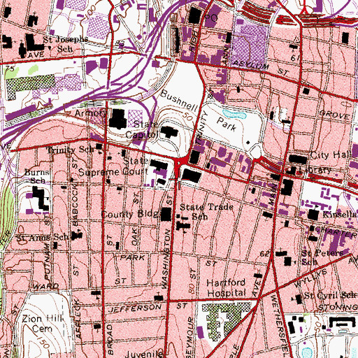Topographic Map of Columbus Green, CT