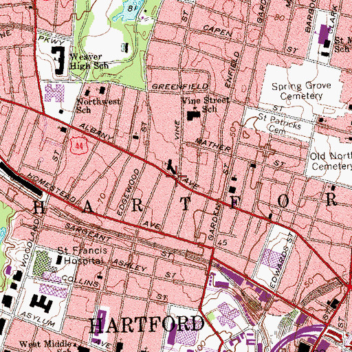 Topographic Map of Congregation Beth El, CT