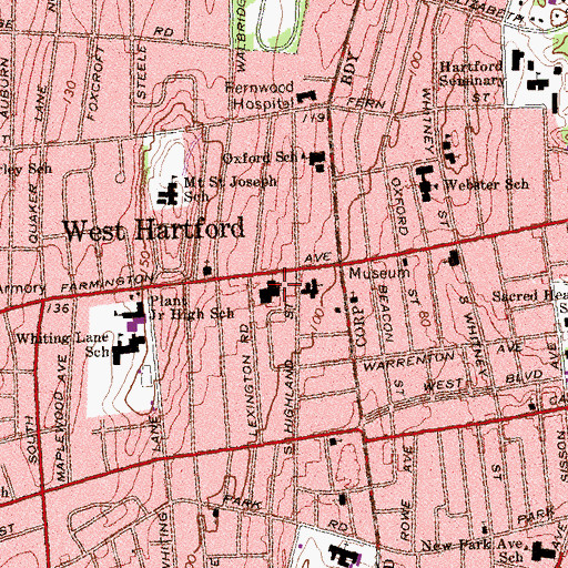 Topographic Map of Congregation Beth Israel, CT