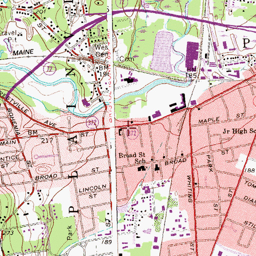 Topographic Map of Congregation Church of Plainville, CT