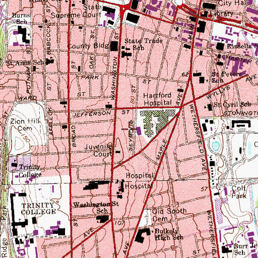 Topographic Map of Connecticut Childrens Medical Center, CT
