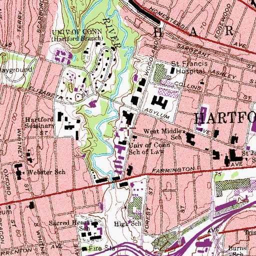 Topographic Map of Connecticut Historical Museum, CT