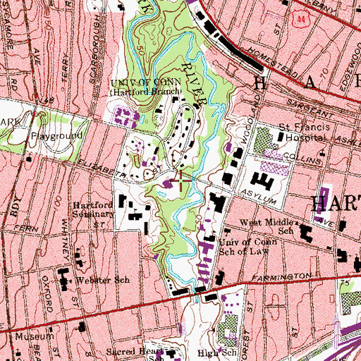 Topographic Map of Connecticut Historical Society Library, CT
