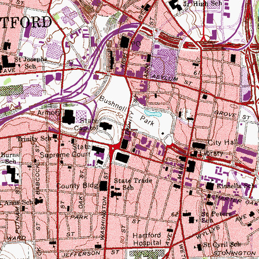 Topographic Map of Connecticut State Capitol Annex, CT