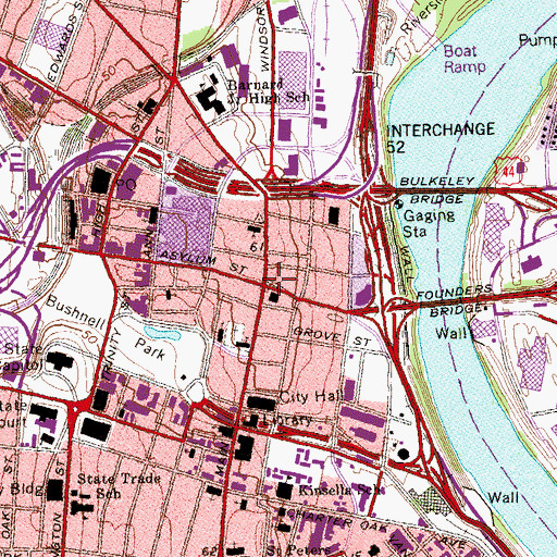 Topographic Map of Connecticut State House Green, CT