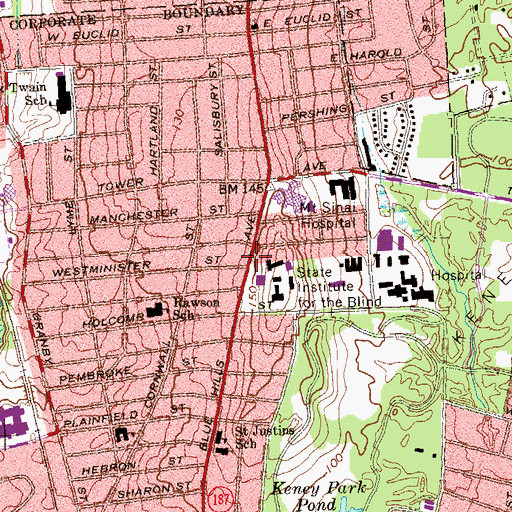 Topographic Map of Covenant Congregational Church, CT