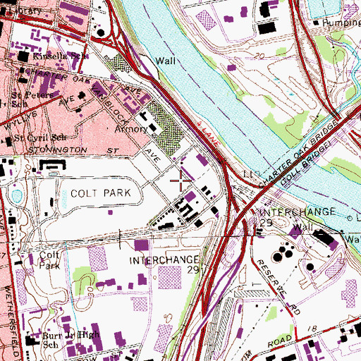 Topographic Map of Dillon Stadium, CT
