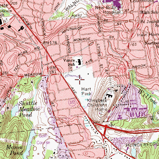Topographic Map of Doerrs Pond, CT