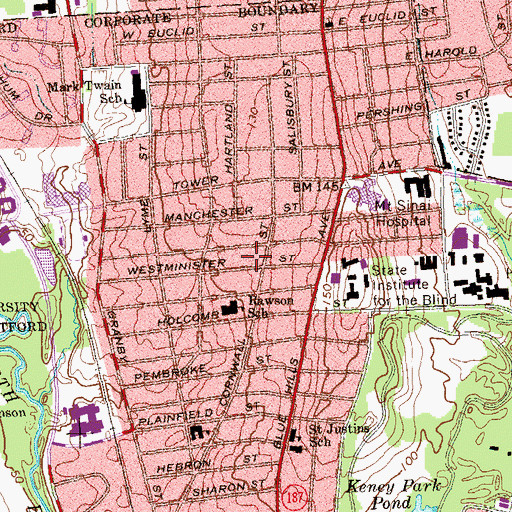 Topographic Map of Duffy School, CT