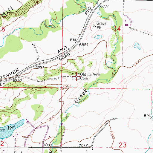 Topographic Map of Old La Veta Cemetery, CO