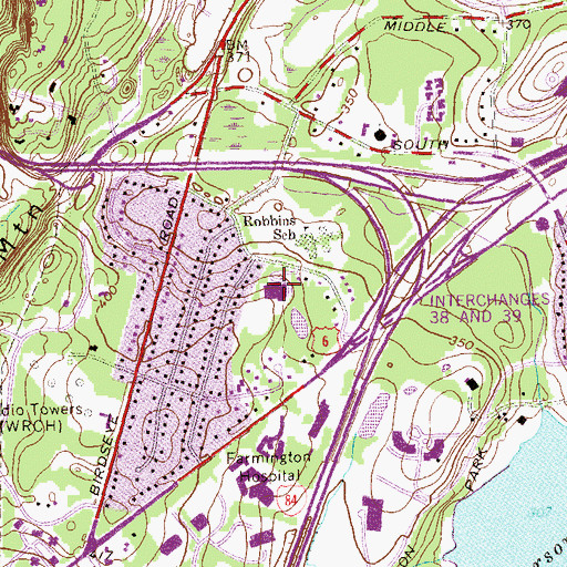 Topographic Map of East Farms Elementary School, CT