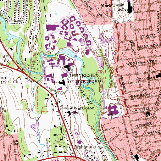 Topographic Map of East Hall, CT